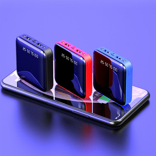 Mini 20000mAh Power Bank – Mirror Finish with Digital Display